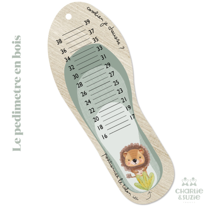 Toise Pédimetre Lion Toise mesurer les pieds de son enfant. Adorable ! Toise en bois .