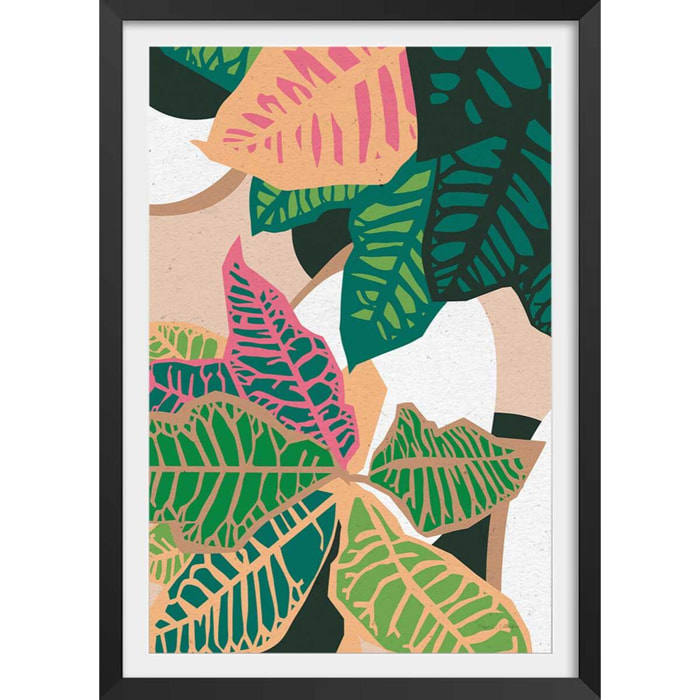 Poster colorful plants Affiche + cadre en bois - Noir