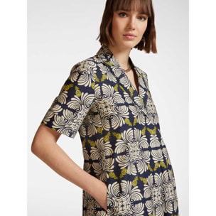 Elena Mirò - Vestido estampado de algodón elástico - Azul