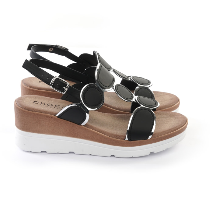 SANDALO ZEPPA A CERCHI NERO