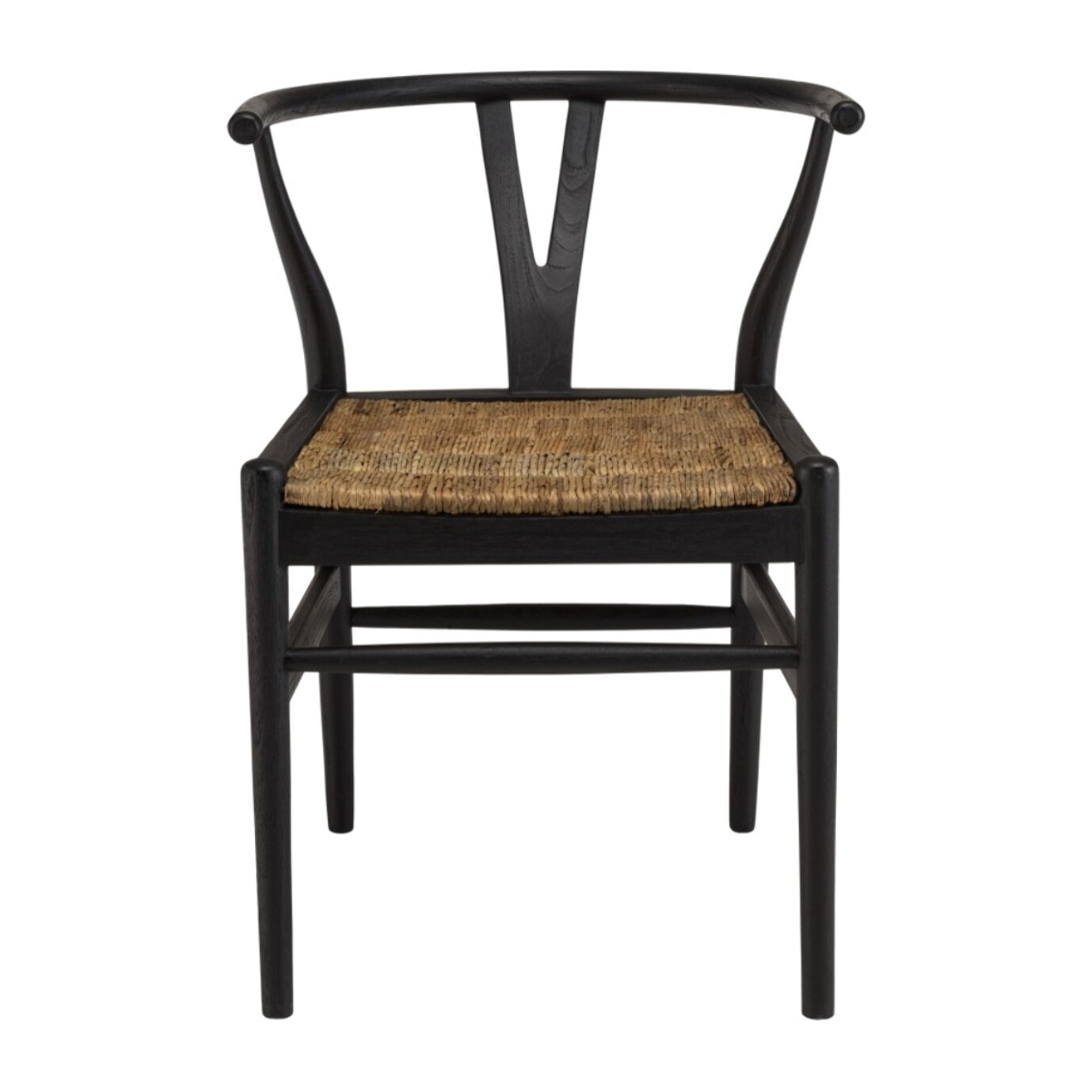 SIXTINE - Chaise noire en bois de teck recyclé dossier arrondi