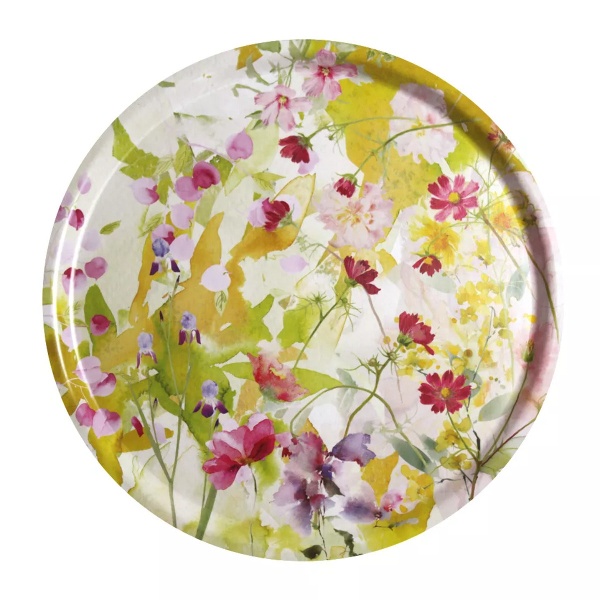 Plateau bois imprimé rose jaune Souffle fleuri printemps