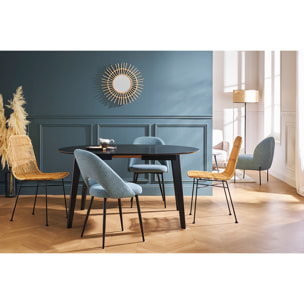 Table à manger design extensible ronde noire L120-150 cm LEENA