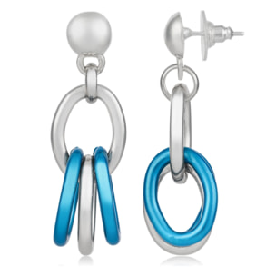 Pendientes con eslabones Azul y Plata