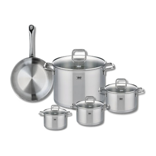 Ensemble de 1 Poêle de cuisson 24 cm et 4 faitouts 12, 14, 16 et 26 cm Elo Profi Citrin