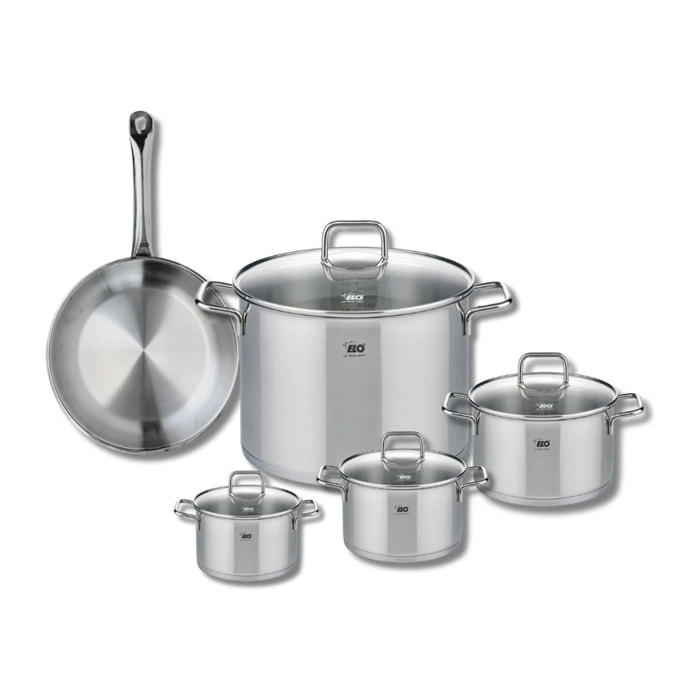 Ensemble de 1 Poêle de cuisson 24 cm et 4 faitouts 12, 14, 16 et 26 cm Elo Profi Citrin