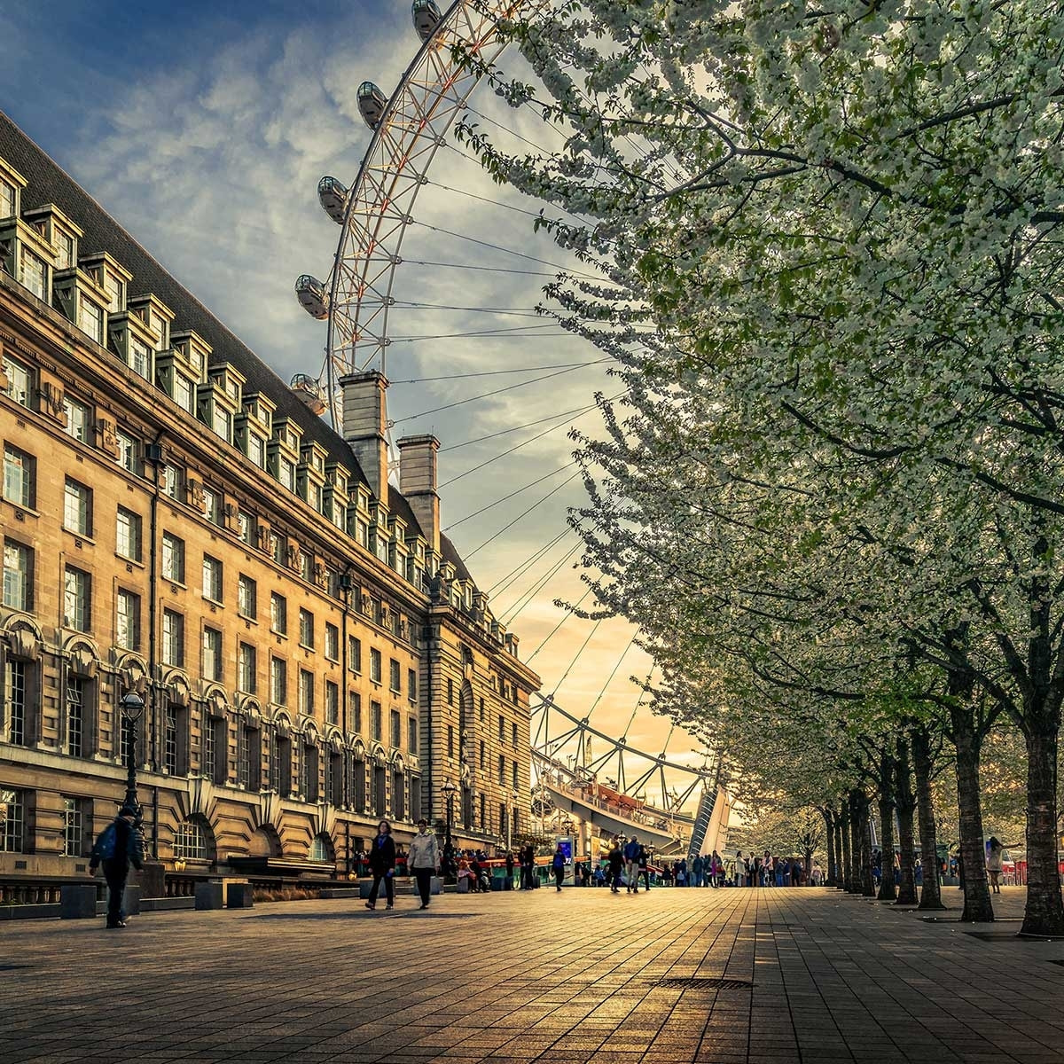 Affiche lumière sur London Eye Affiche sous cadre bois