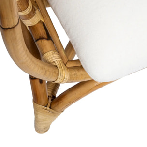 Fauteuil "Farah" rotin tissu blanc