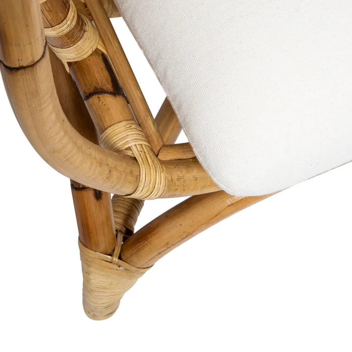 Fauteuil "Farah" rotin tissu blanc