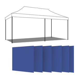 Set 6 Teli Laterali Per Gazebo 3X6M Con strappo Blu