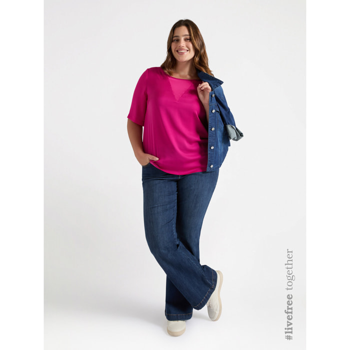 Fiorella Rubino - Blusa con aplicación en forma de V - Fuchsia