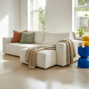 Canapé d'angle convertible 4 places en tissu bouclé - LIVIA