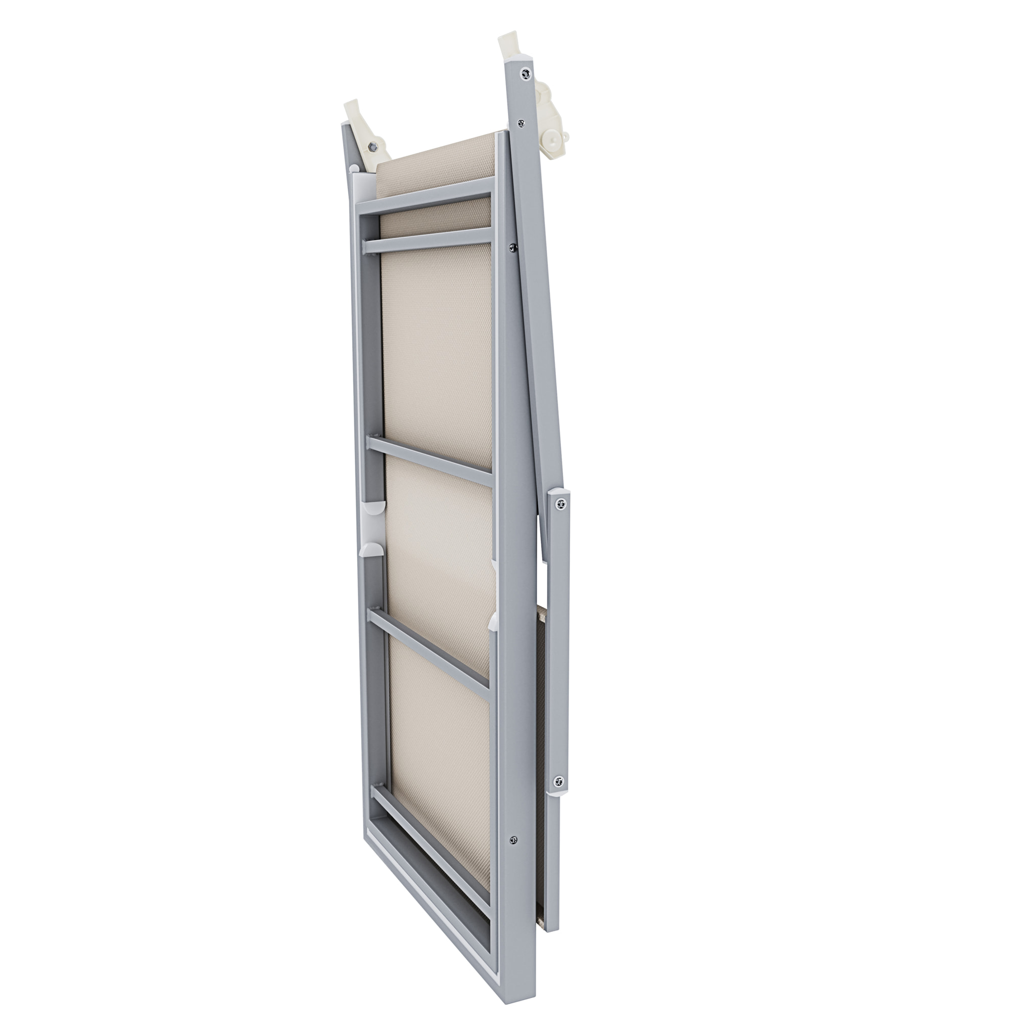Coppia Di Lettini Prendisole Pieghevole Professionale in Alluminio e Tessuto Textilene Tettuccio Parasole Sdraio Mare Spiaggia 182x60x38 cm Beige