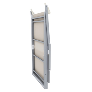 Coppia Di Lettini Prendisole Pieghevole Professionale in Alluminio e Tessuto Textilene Tettuccio Parasole Sdraio Mare Spiaggia 182x60x38 cm Beige