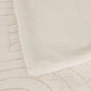 Plaid fausse fourrure jacquard Arka ivoire 160x120cm