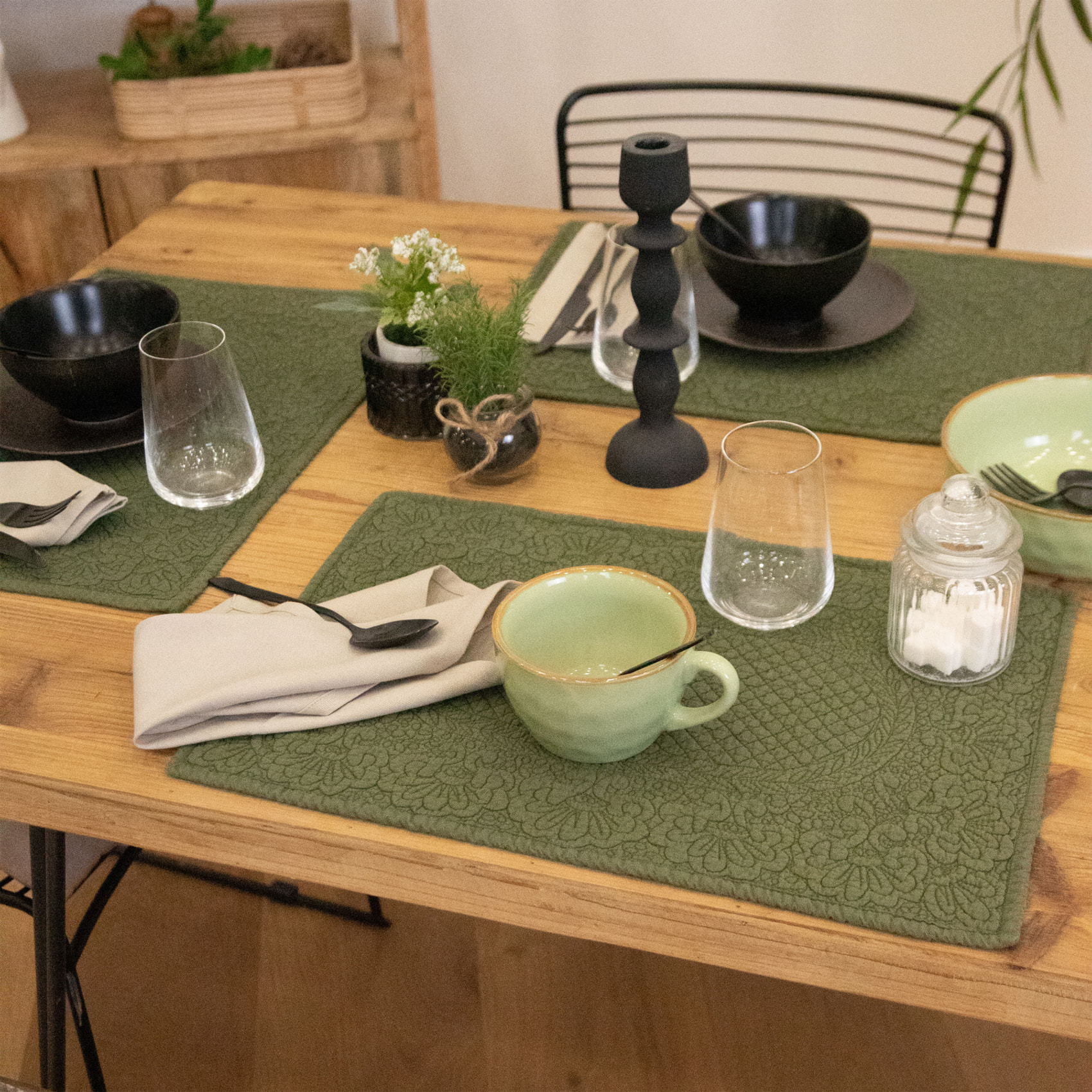 Set de table boutis - Vert