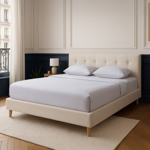 Lit avec tête de lit en tissu - MILO