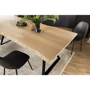 MADISON - Table à manger rectangulaire 230x100cm bois chêne pieds métal noir