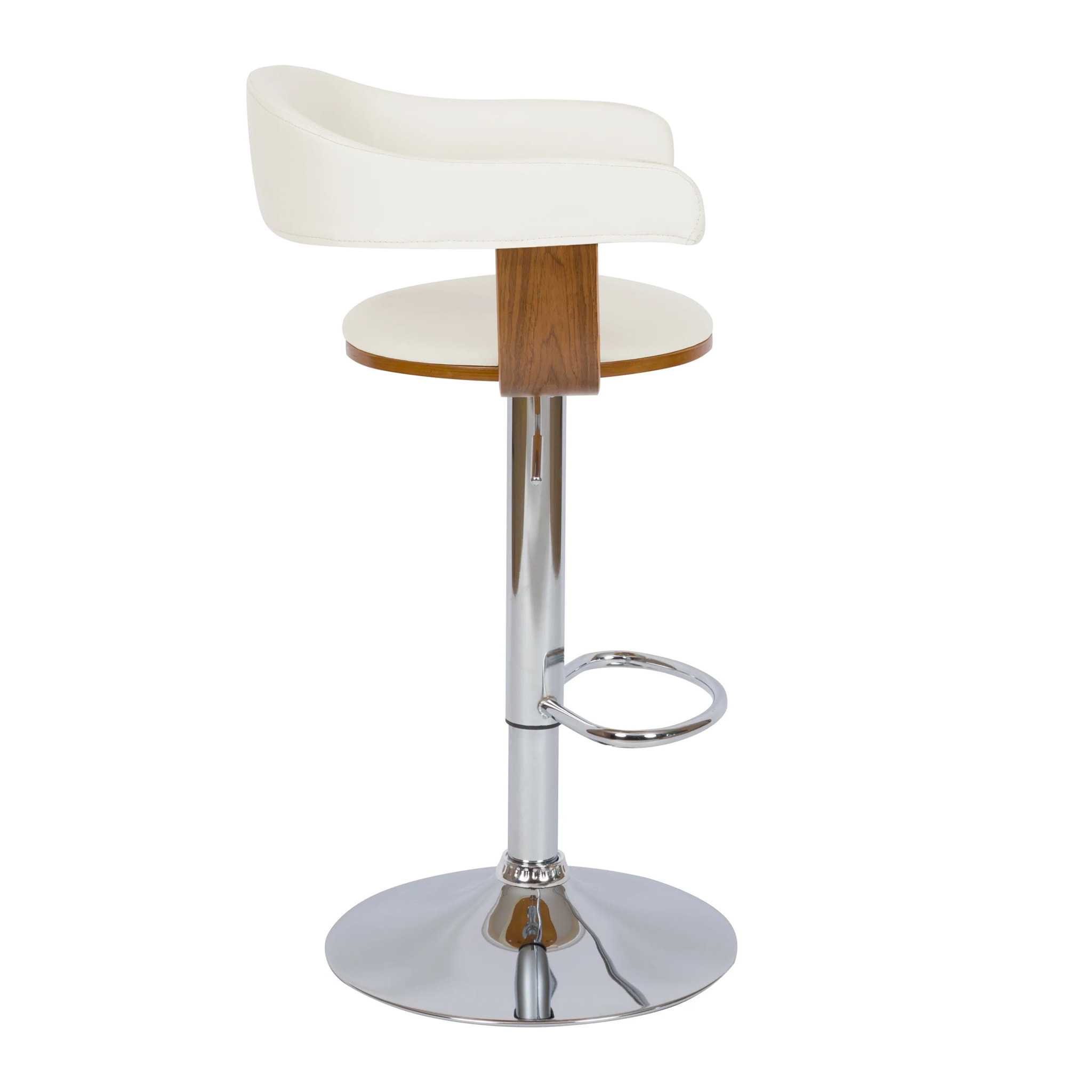 Chaise de bar réglable et pivotante 62/84 cm en cuir synthétique blanc - Harold