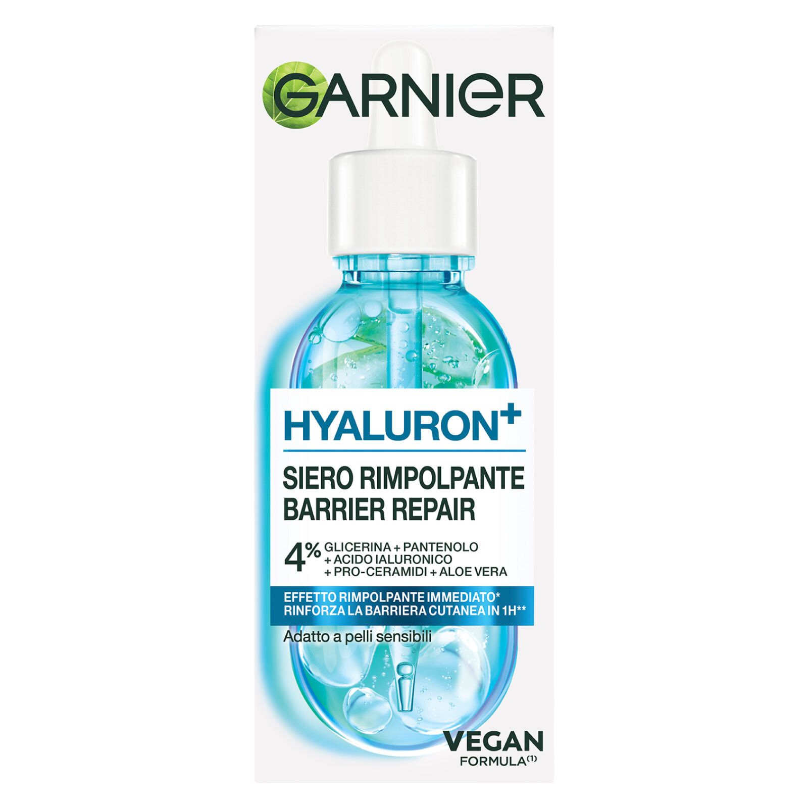 Siero Viso Rimpolpante Idratante Rassodante Hyaluron+ con 4% Glicerina Acido Ialuronico Aloe Vera - Flacone da 30ml