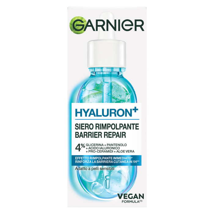 Siero Viso Rimpolpante Idratante Rassodante Hyaluron+ con 4% Glicerina Acido Ialuronico Aloe Vera - Flacone da 30ml