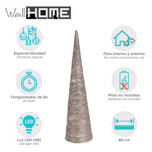arbol en forma de cono con 40 luces led blanco cálido 20x20x76,5cm