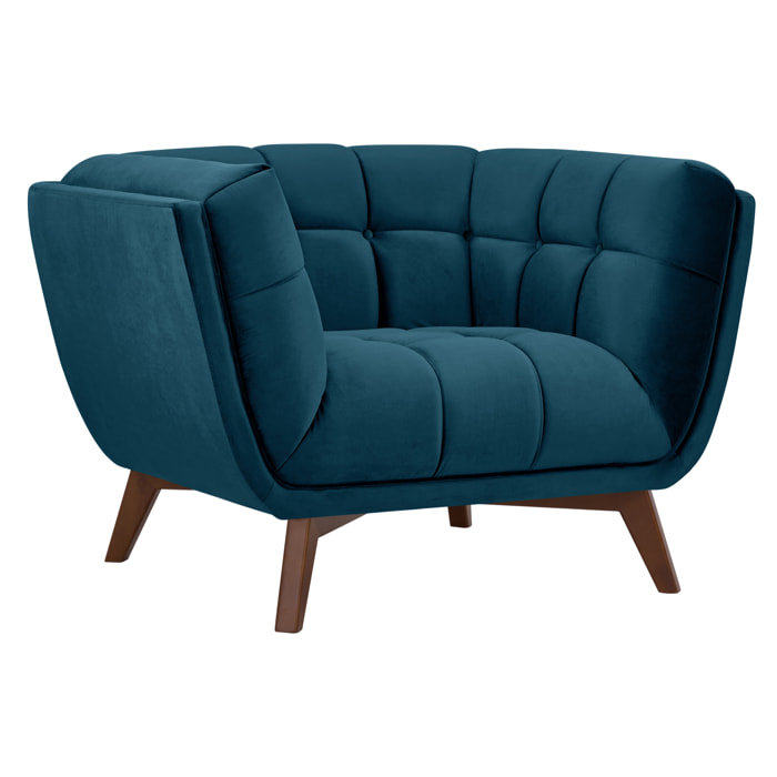 Fauteuil Mona en velours bleu foncé