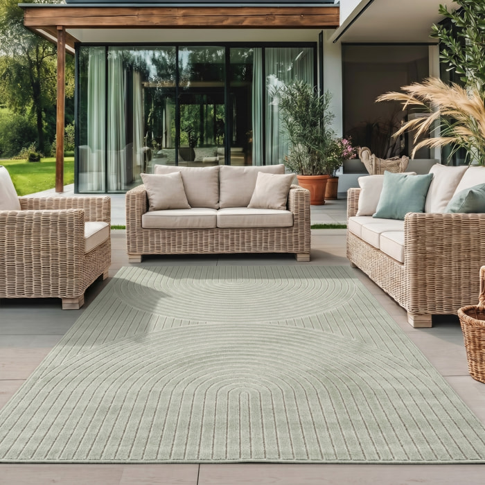 NOVA - Tapis intérieur/extérieur vert à motif géométrique