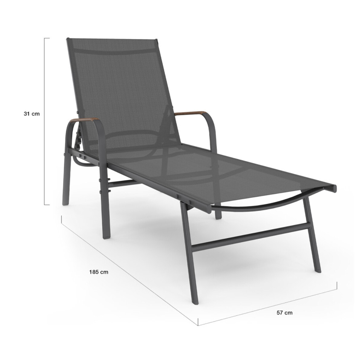 Transats inclinables Ozéa 5 positions textilène - lot de 2