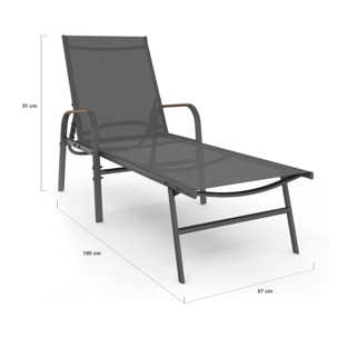 Transats inclinables Ozéa 5 positions textilène - lot de 2