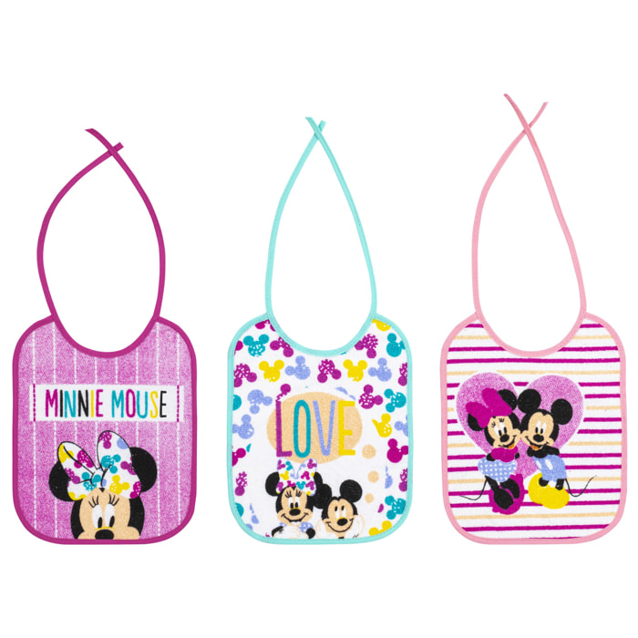 Pack 3 Baberos Rizo Disney Minnie 20x25cm.