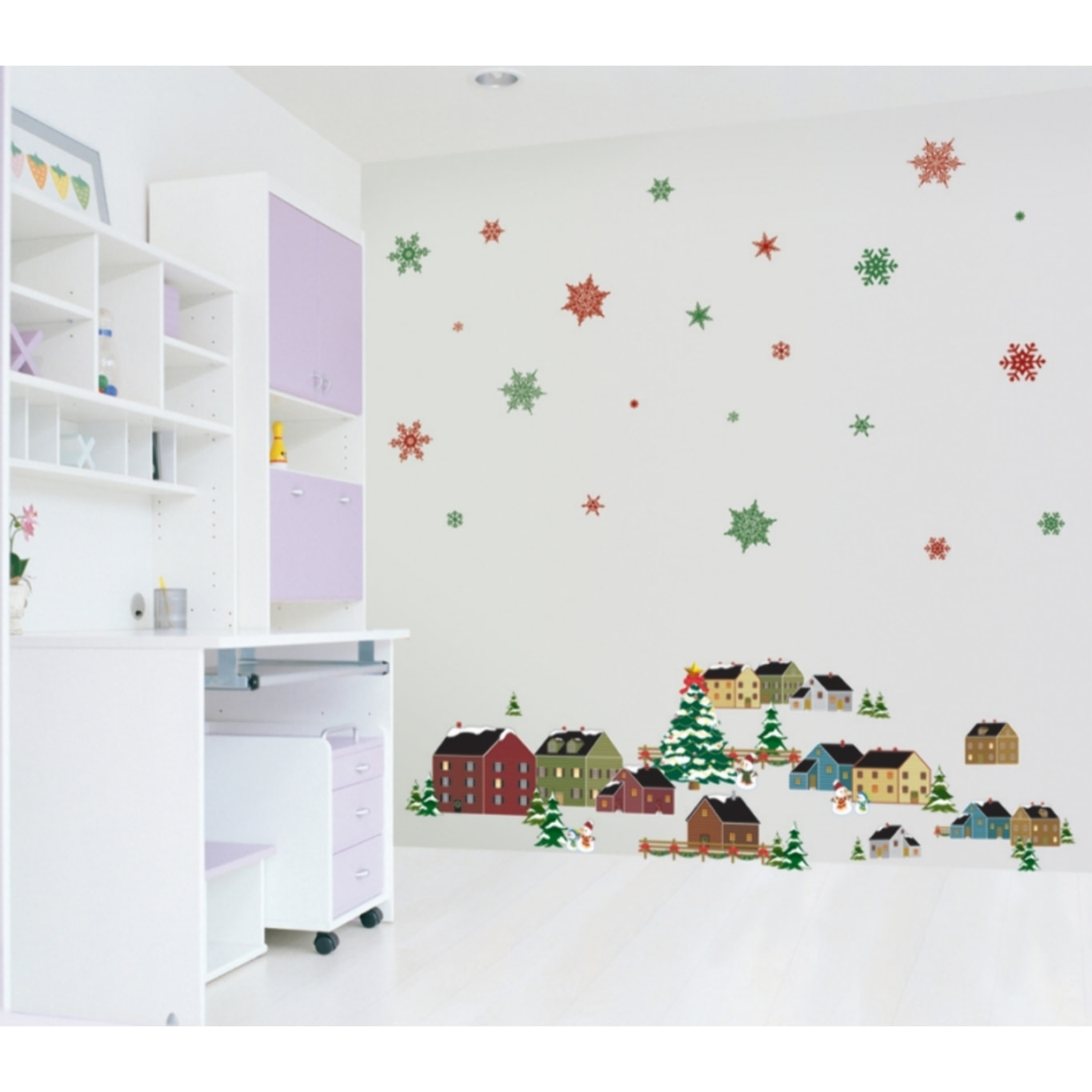 Sickers Flocons rouges - Autocollants adhésifs fenêtres noël - décoration fêtes