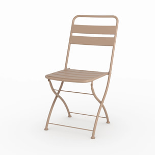 Lot de 2 chaises de jardin en métal taupe, pliantes - Yumi