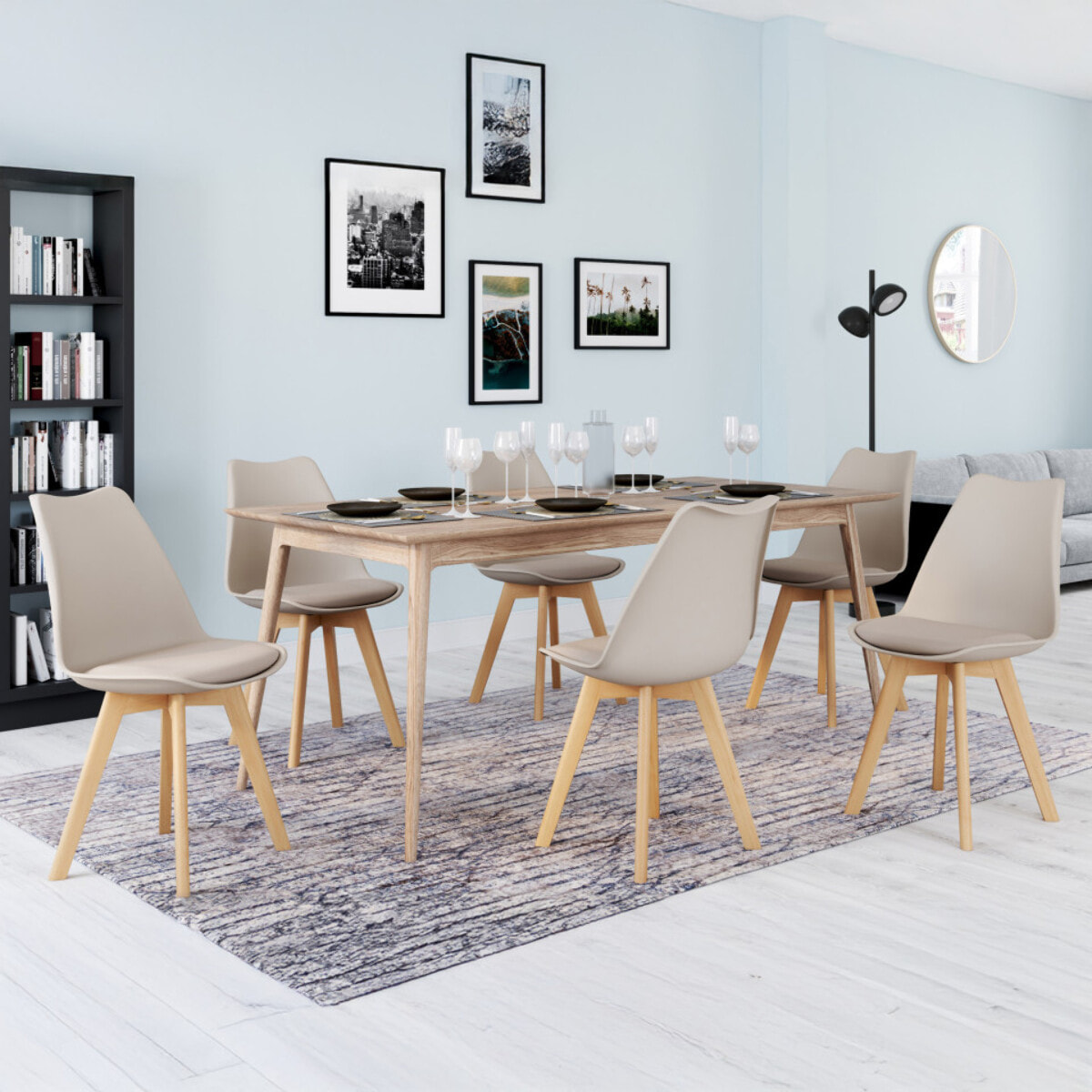 Chaises Nordia pieds bois de hêtre - Beige