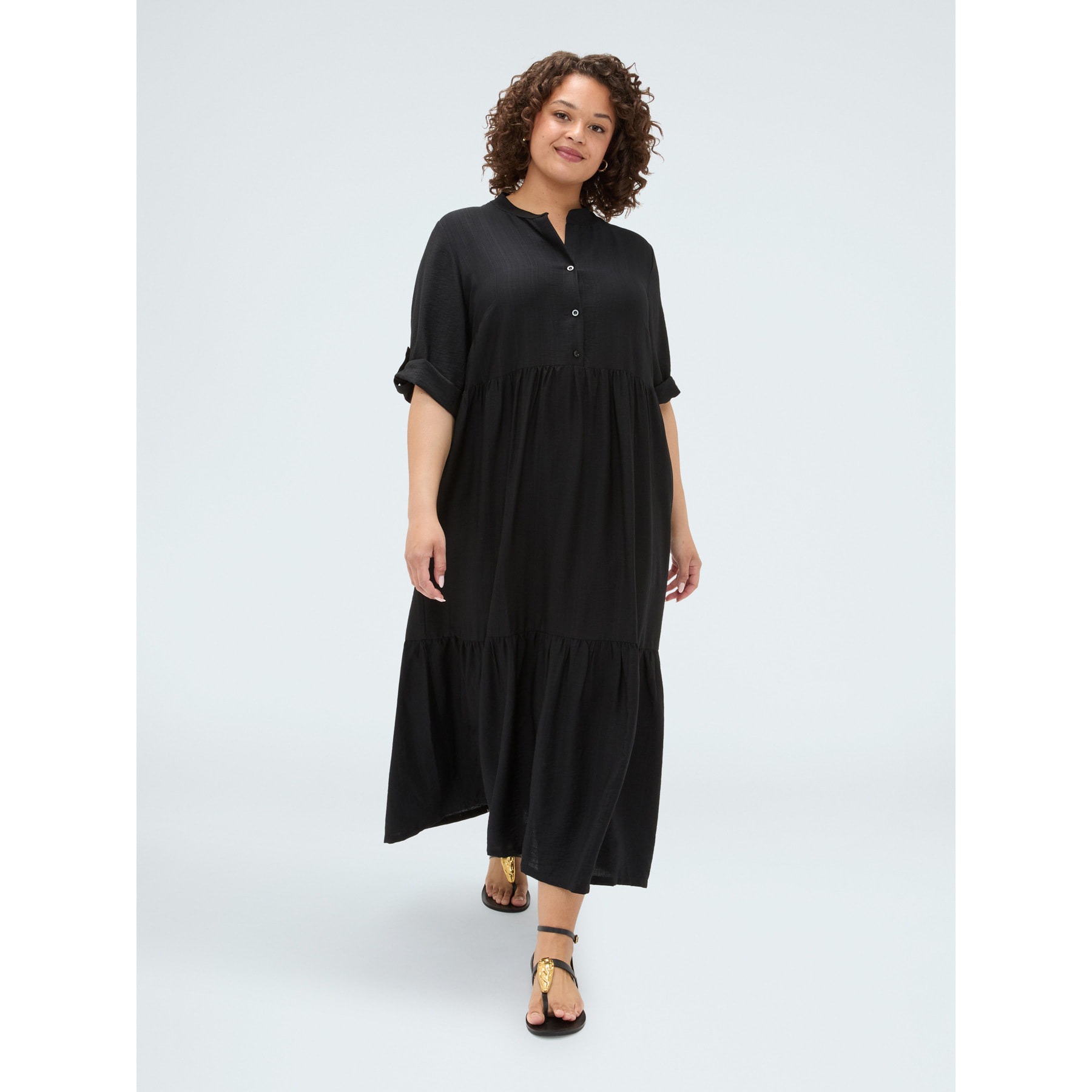 Fiorella Rubino - Vestido camisero Power en mezcla de viscosa - Negro