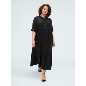 Fiorella Rubino - Vestido camisero Power en mezcla de viscosa - Negro