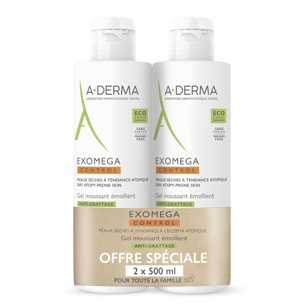 Exomega Control - Duo Gel Moussant Emollient 2x500 ml