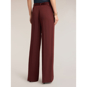 Motivi - Pantaloni palazzo in enverse satin con fusciacca - Marrone
