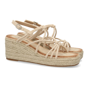 Sandalias de cuña de yute para mujer, comodas y elegantes diseño moderno con tiras cruzadas