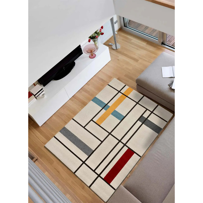 DELTA Alfombra geométrica de pelo corto multicolor, varias medidas disponibles