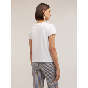 Motivi - T-shirt con fiocco di strass - Bianco