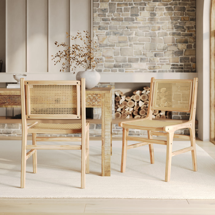 Lot de 2 chaises en bois de teck et rotin - Kyla