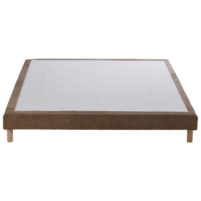Sommier tapissier Eden moka, bois massif, chenille bouclettes