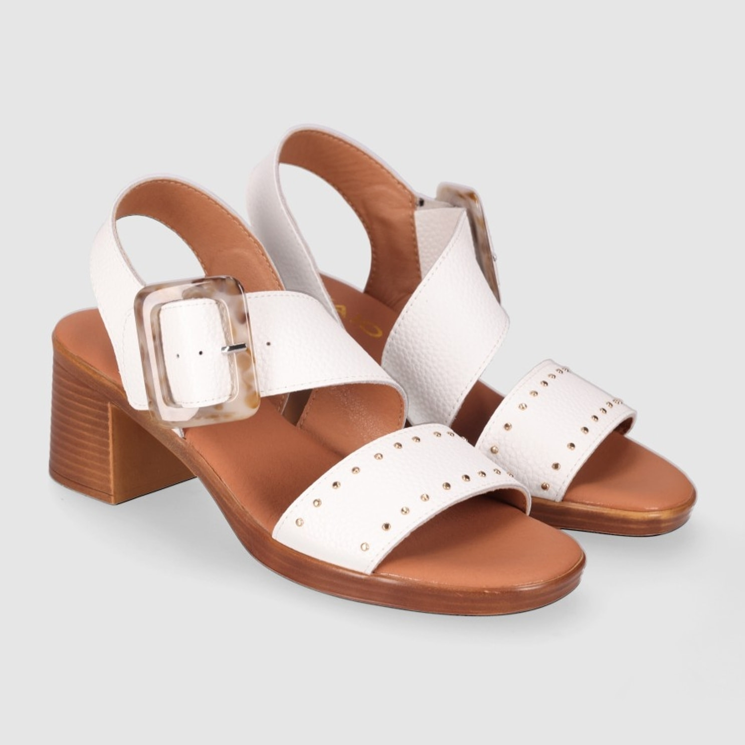 Sandalias de Piel - Blanco - Tacón: 5 cm