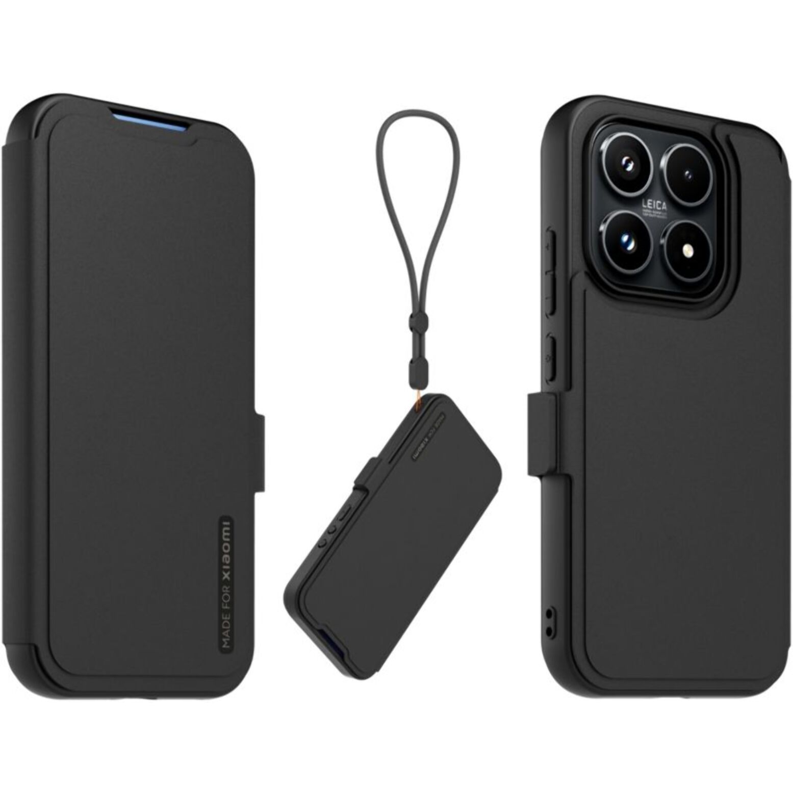 Etui avec cordon MADE FOR XIAOMI premium noir avec dragonne Xiaomi 17