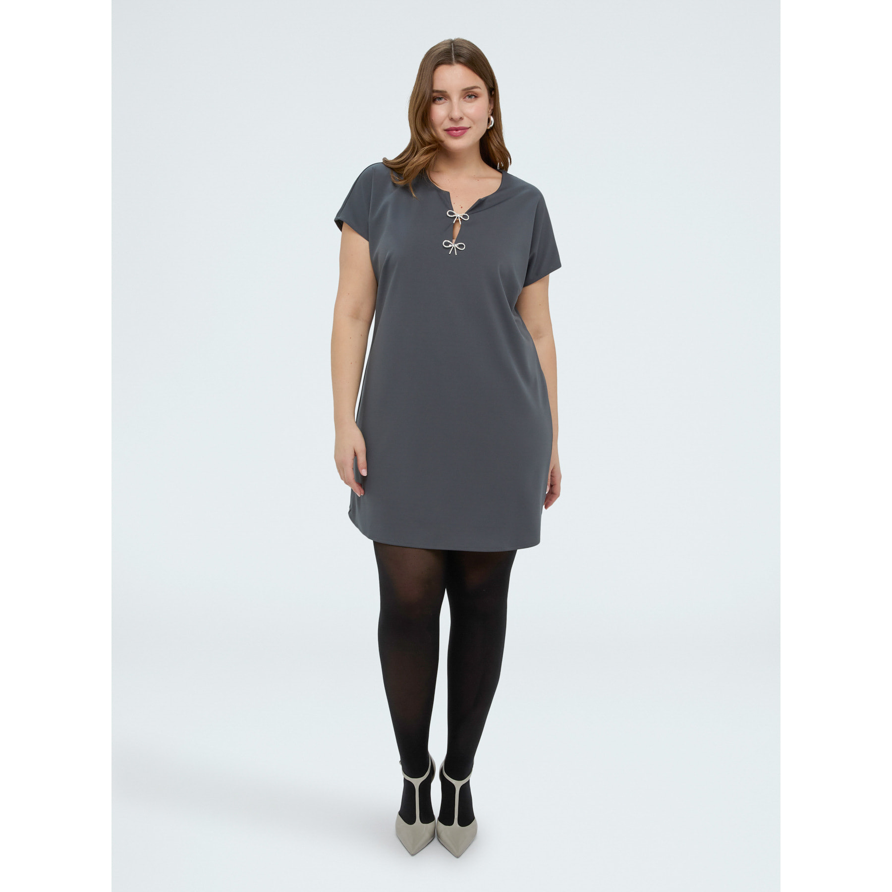 Fiorella Rubino - Vestido en punto Milano con lazos - Gris