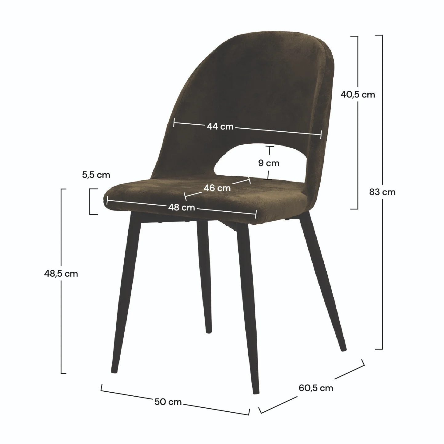 Lot de 2 chaises en velours vert et pieds en métal noir - Pénélope