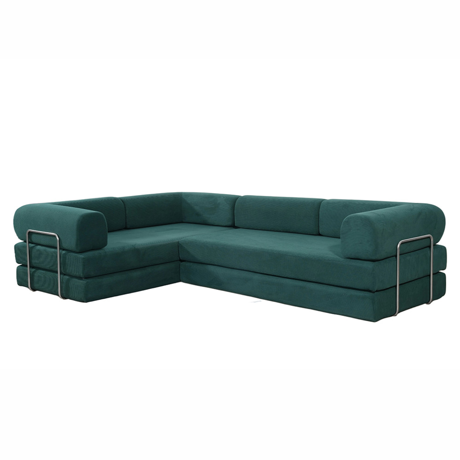 Canapé compressé convertible 5 places à mémoire de forme en velours côtelé vert MELLOW