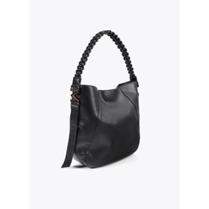 Shopper con Manico Intrecciato Effetto Pelle