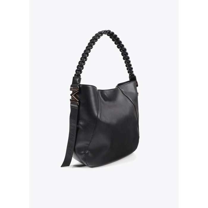 Shopper con Manico Intrecciato Effetto Pelle